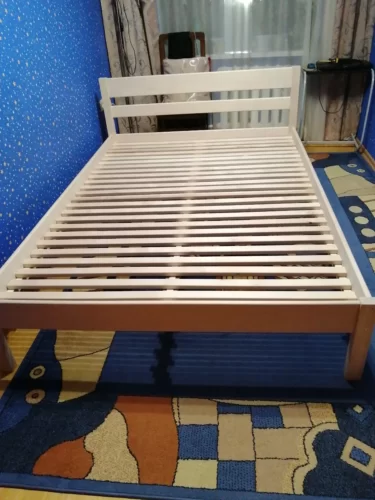 Скандинавская кровать из цельного массива 120x200 photo review