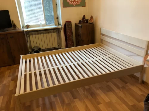 Скандинавская кровать из цельного массива 100x200 photo review